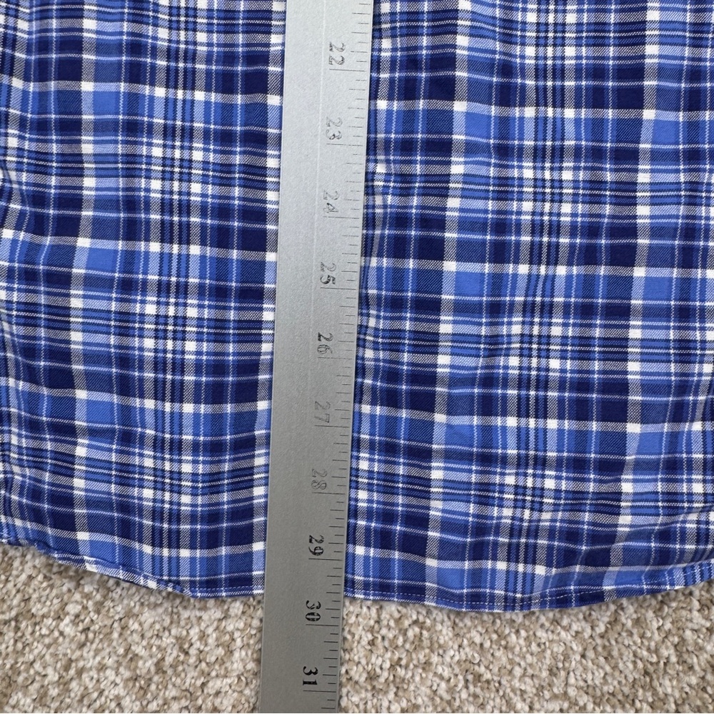 Ralph Lauren Button Down Shirt Men’s Size M Blue White Plaid Flesh Pony - Picture 9 of 16